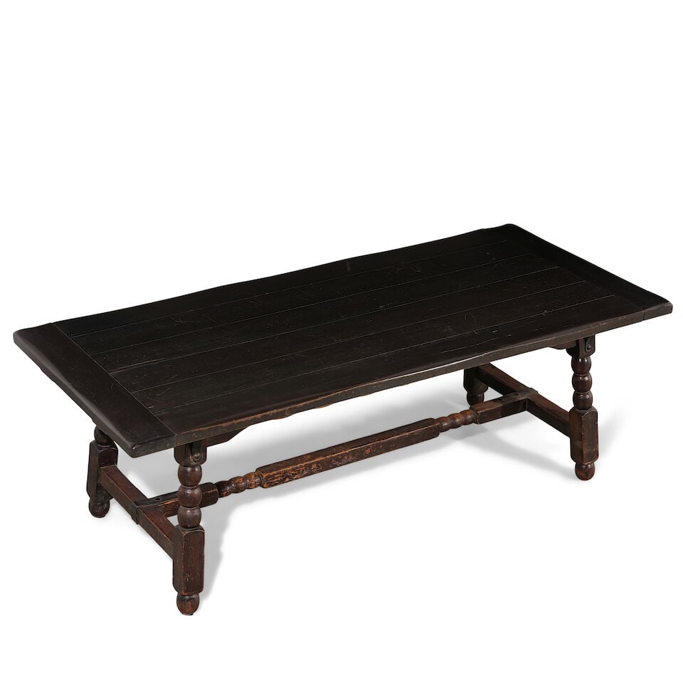A MONTEREY IRON MOUNTED OLD WOOD STAINED EXTENSION DINING TABLECirca 1930 - 3