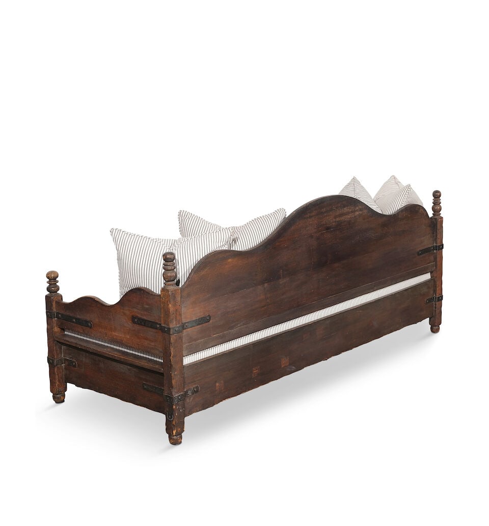 A MONTEREY IRON MOUNTED OLD WOOD STAINED SETTEECirca 1930 - 3