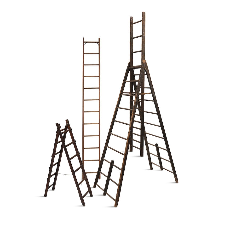 THREE RUSTIC WOOD LADDERS20th century (1 of 2)