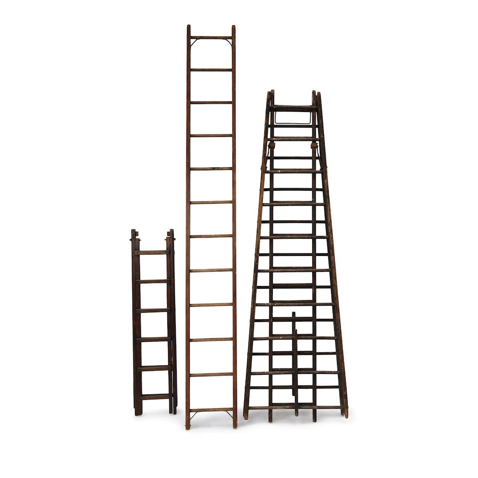 THREE RUSTIC WOOD LADDERS20th century - 2