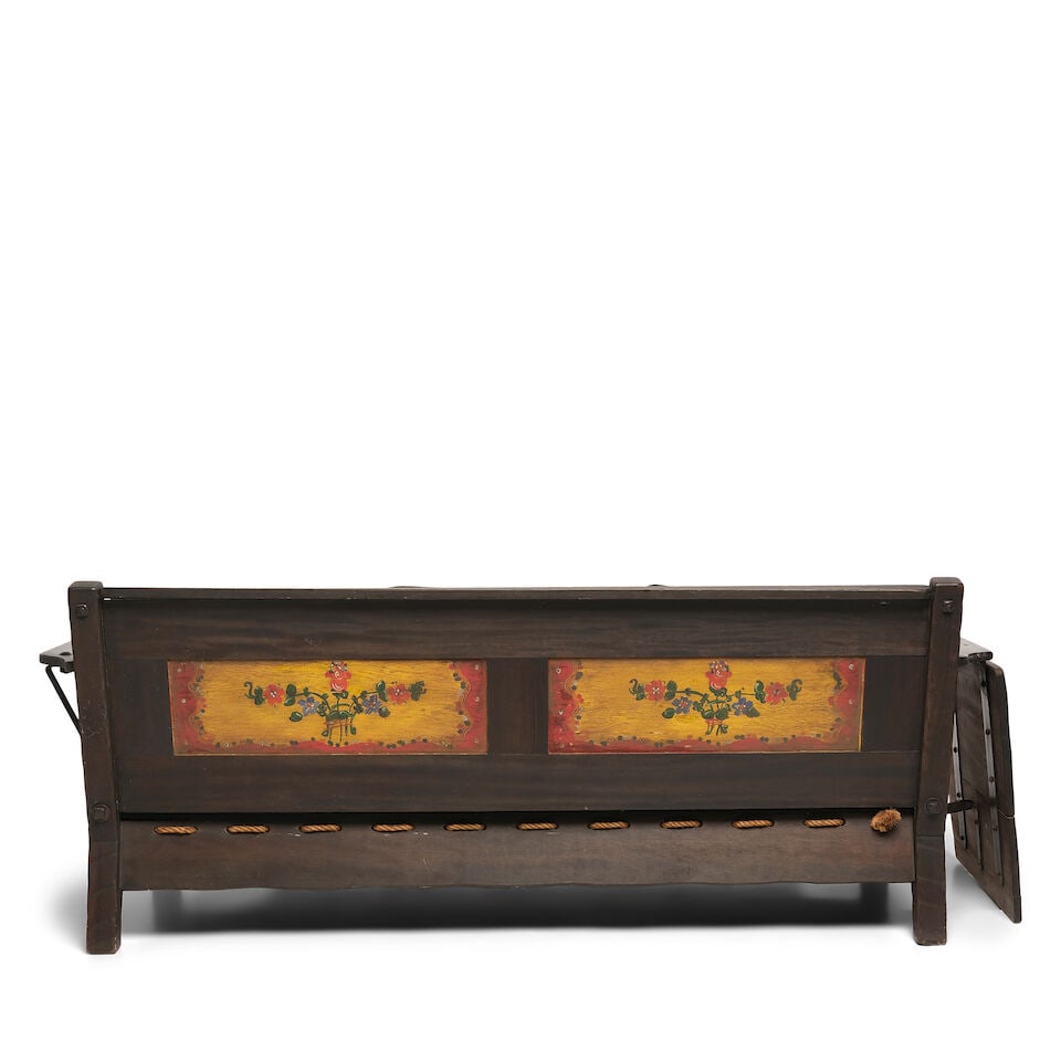 A MONTEREY STYLE IRON MOUNTED STAINED WOOD SETTEE - 2