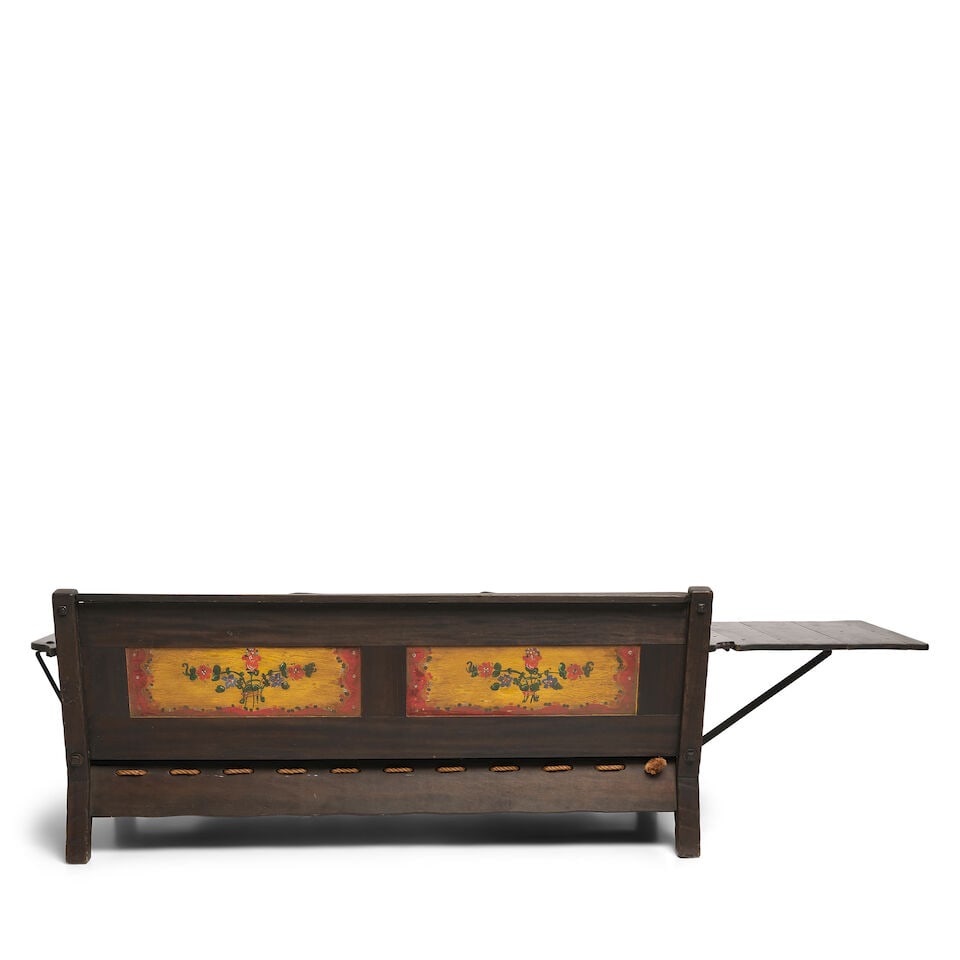 A MONTEREY STYLE IRON MOUNTED STAINED WOOD SETTEE - 3