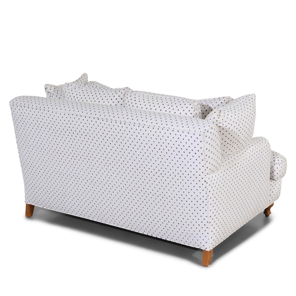 A POLKA DOT UPHOLSTERED LOVESEAT - 3