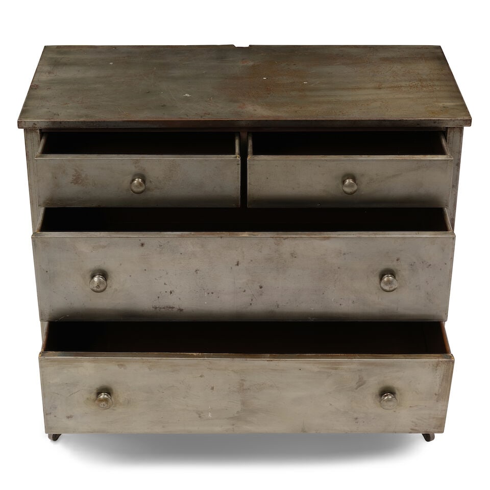 AN INDUSTRIAL SILVERED METAL CHEST OF DRAWERS20th century - 2
