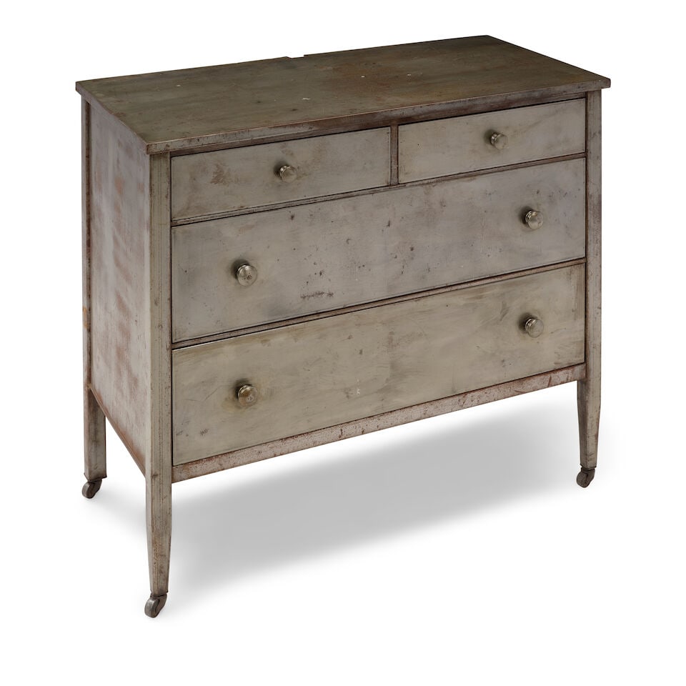 AN INDUSTRIAL SILVERED METAL CHEST OF DRAWERS20th century - 3