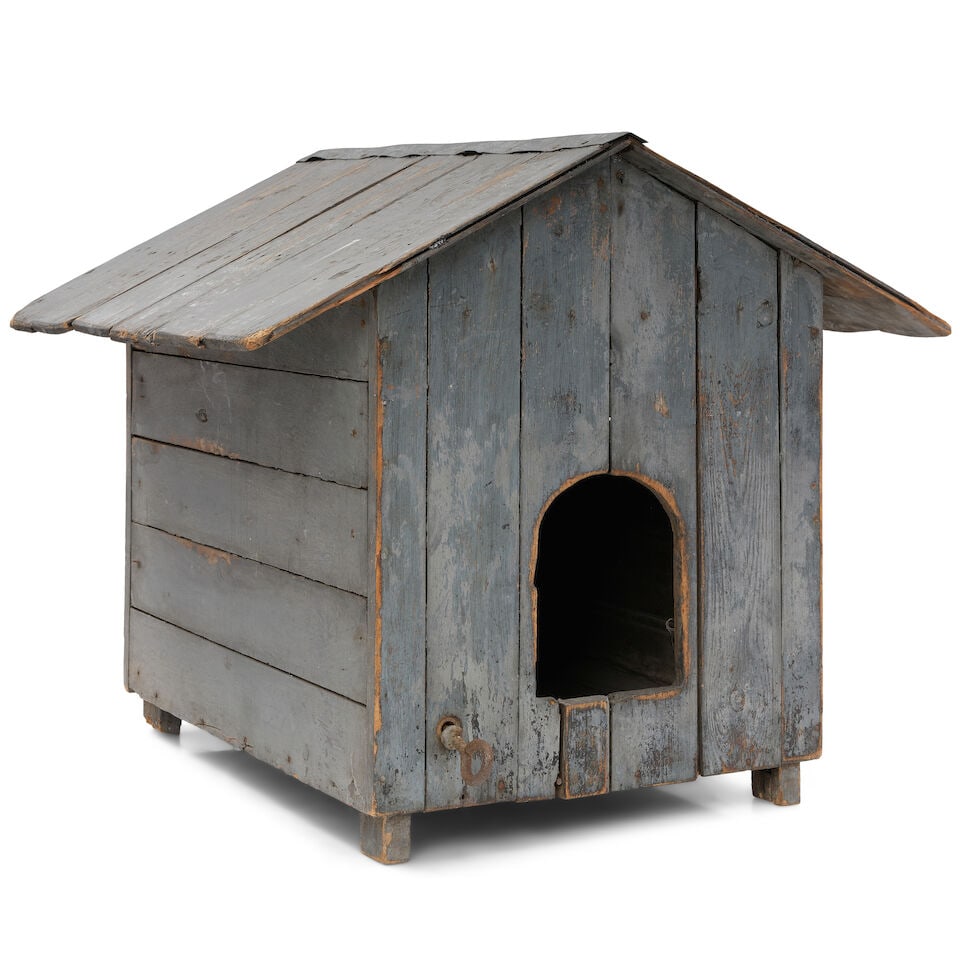 A RUSTIC GREY BLUE WASHED WOOD LARGE BIRD HOUSE20th century: A RUSTIC GREY BLUE WASHED WOOD LARGE BIRD HOUSE 20th century height 25 1/2in; width 29 3/4in; depth 27 1/2in This lot is subject to the following lot symbols: ¤ ¤ Unless indicated by the