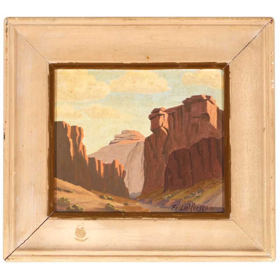 FRITIOF ALBIN PERSSON (AMERICAN, 1897-1957) Canyon Scene 6 x 7 inframed 9 1/2 x 10 3/4in - 3