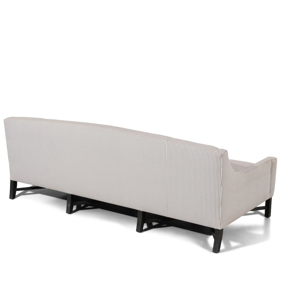 A BLACK AND WHITE STRIPED UPHOLSTERED LOW-SLUNG SOFA - 3
