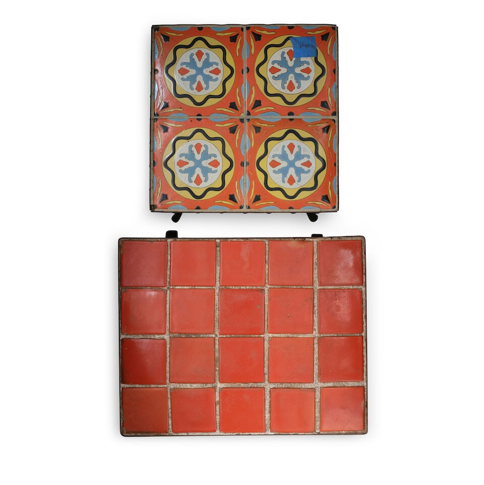 TWO MISSION STYLE TILE INSET PATIO TABLES20th century - 2
