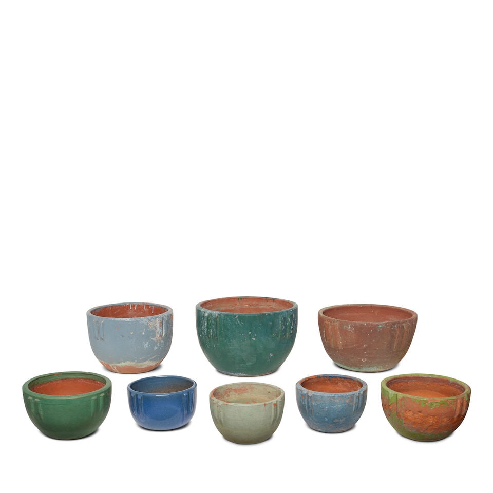 EIGHT BAUER POTTERY POLYCHROME GLAZED TERRACOTTA 'INDIAN' POTSLos Angeles, 20th century - 2