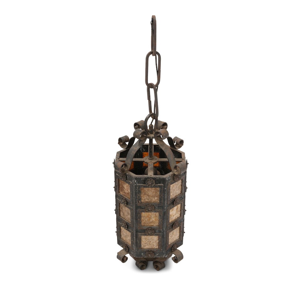 A GOTHIC REVIVAL STYLE WROUGHT-IRON LANTERN CHANDELIER - 2