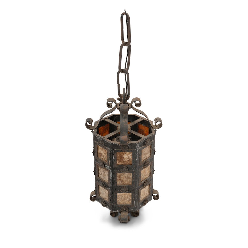 A GOTHIC REVIVAL STYLE WROUGHT-IRON LANTERN CHANDELIER - 4