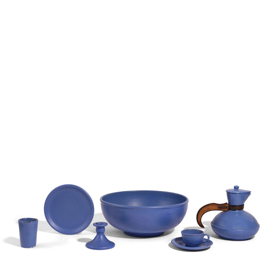 A GROUP OF CATALINA ISLAND POTTERY BLUE MATTE GLAZED CERAMIC TABLE DECORATIONSCatalina Island, 2... (1 of 1)