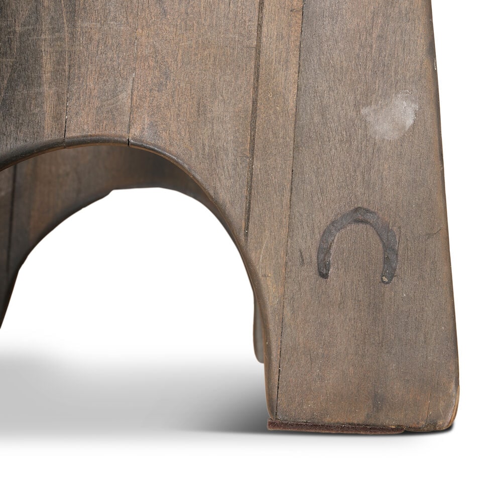 A SET OF TWELVE MONTEREY IRON AND OLD WOOD LIGHT STAINED WOOD 'MONK'S' CHAIRSCirca 1930 - 3