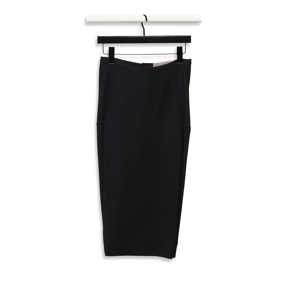 A RICK OWENS BLACK LEATHER SKIRT SUIT - 5