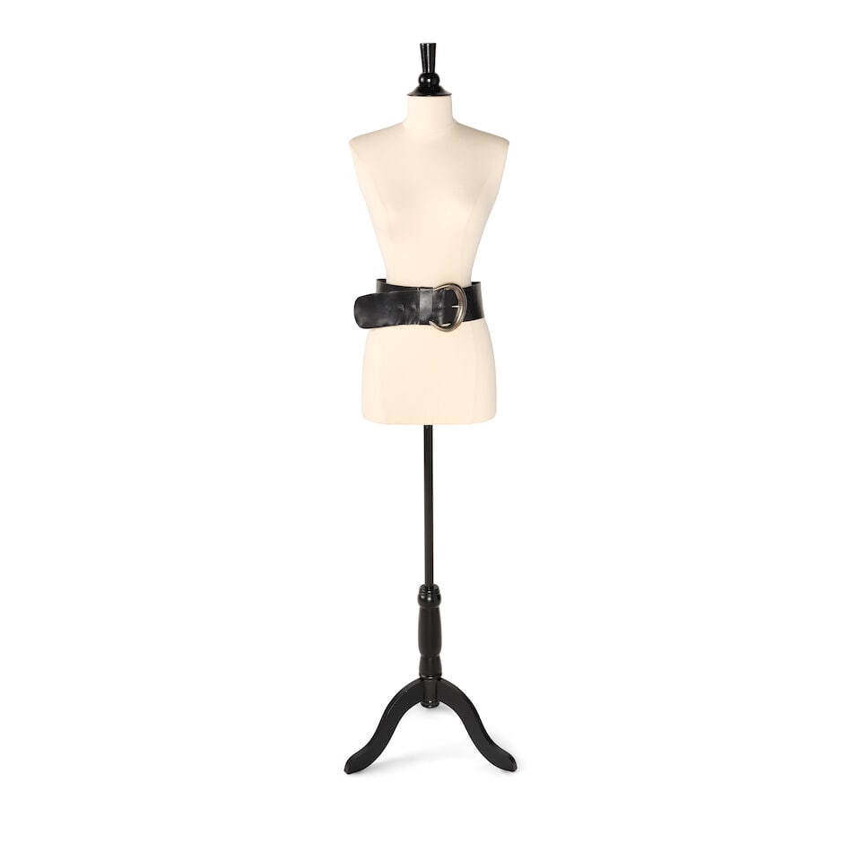 A BLACK LEATHER WIDE BELT - 2