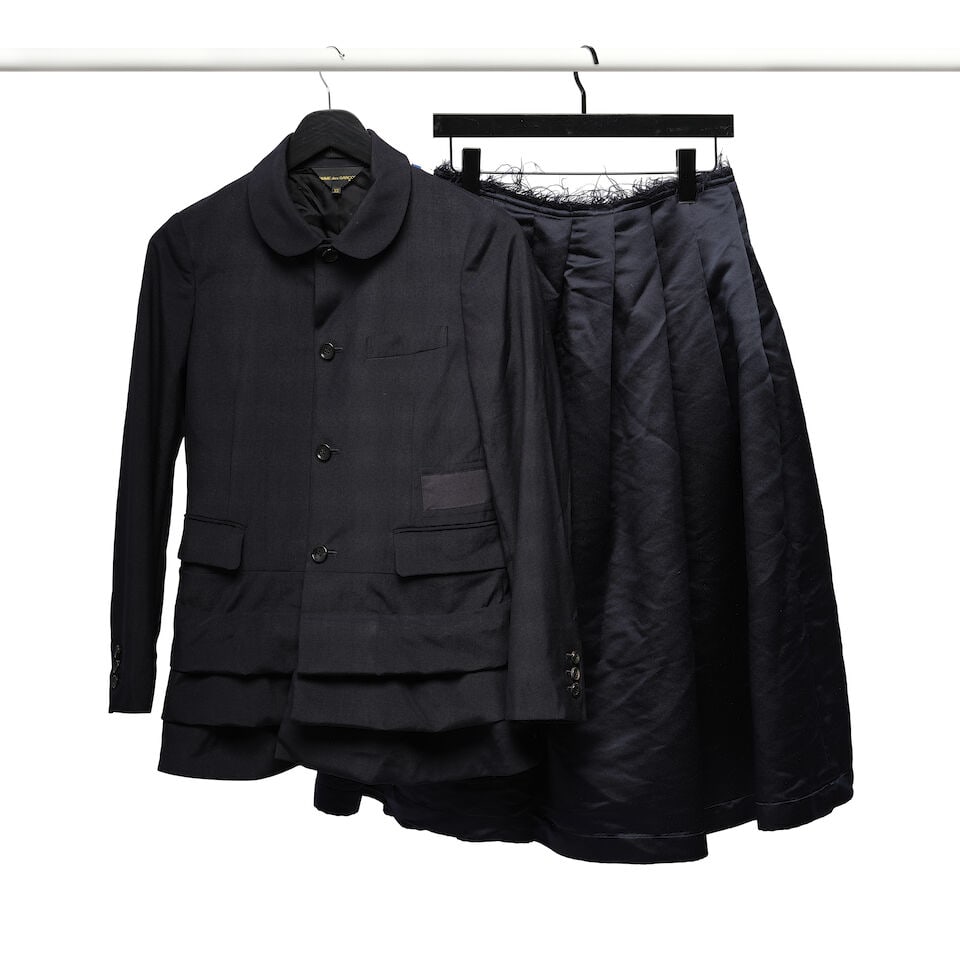 A COMME DES GARÇONS BLACK JACKET AND NAVY SKIRT - 2