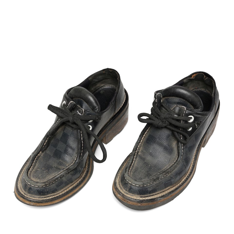 A PAIR OF LOUIS VUITTON DAMIER BEAUBOURG DERBY SHOES: A PAIR OF LOUIS VUITTON DAMIER BEAUBOURG DERBY SHOES No marked size. length 11 1/2in This lot is subject to the following lot symbols: ¤ ¤ Unless indicated by the ¤ symbol next to the l