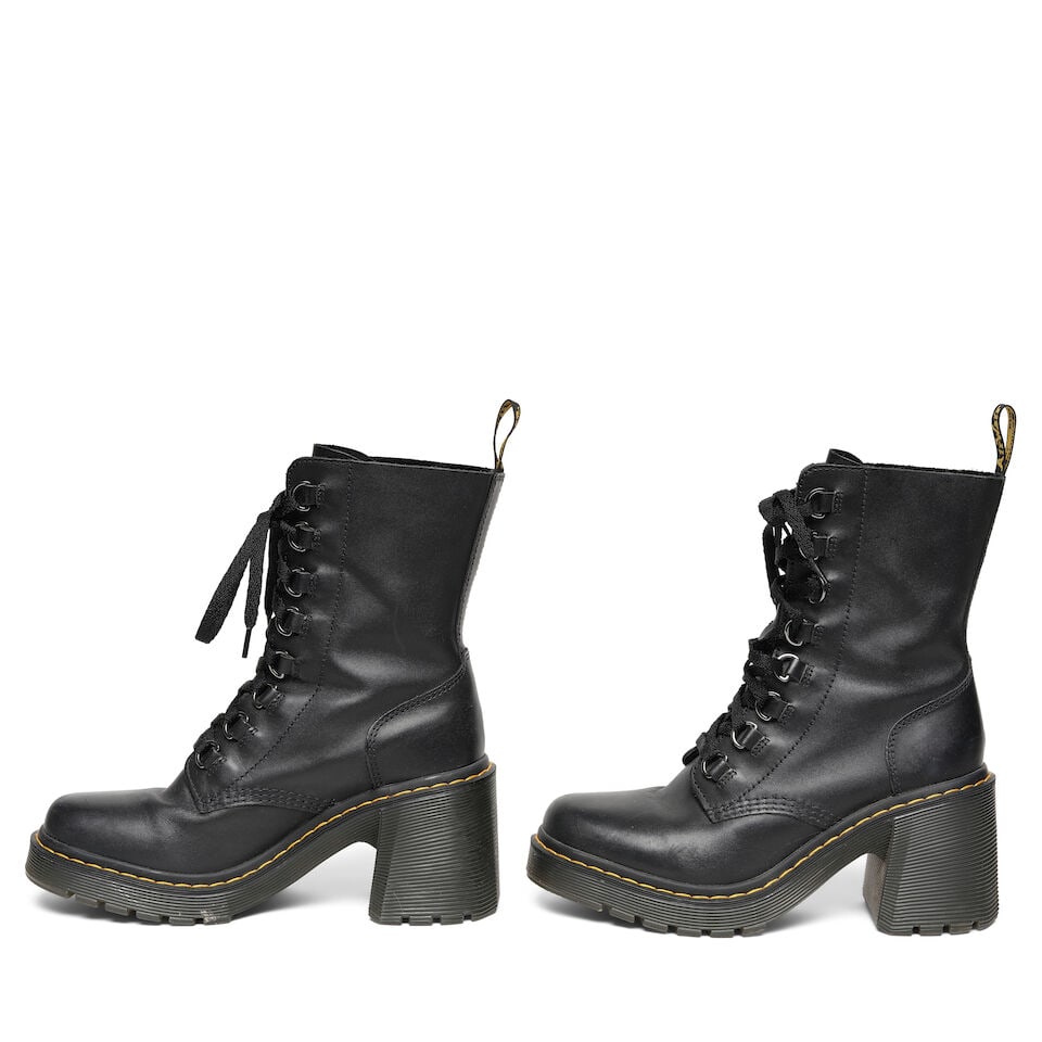 A PAIR OF DR. MARTENS BLACK CHESNEY LEATHER COMBAT BOOTS - 2