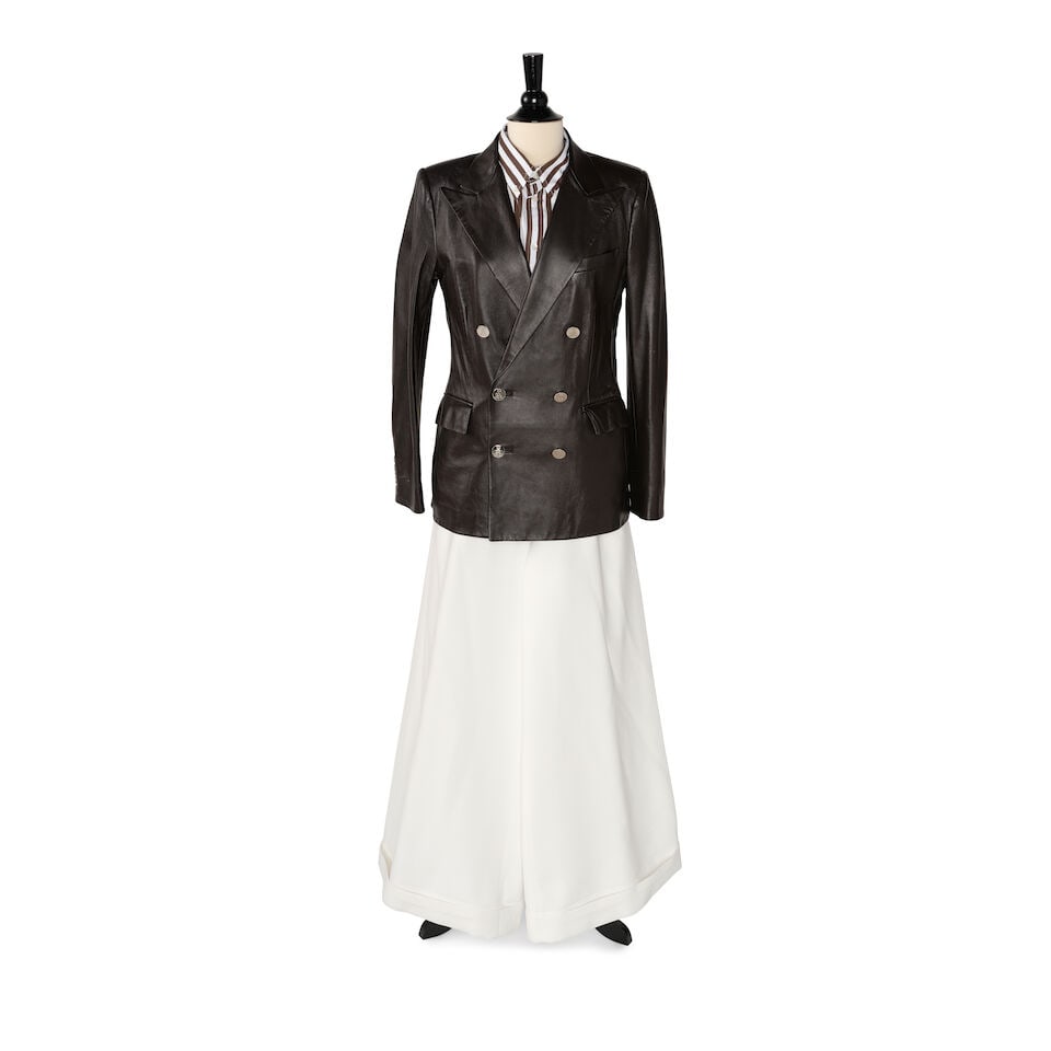 A RALPH LAUREN PURPLE LABEL CAMDEN LAMBSKIN JACKET, A RALPH LAUREN SHIRT AND A PAIR OF COMME DES... (1 of 1)