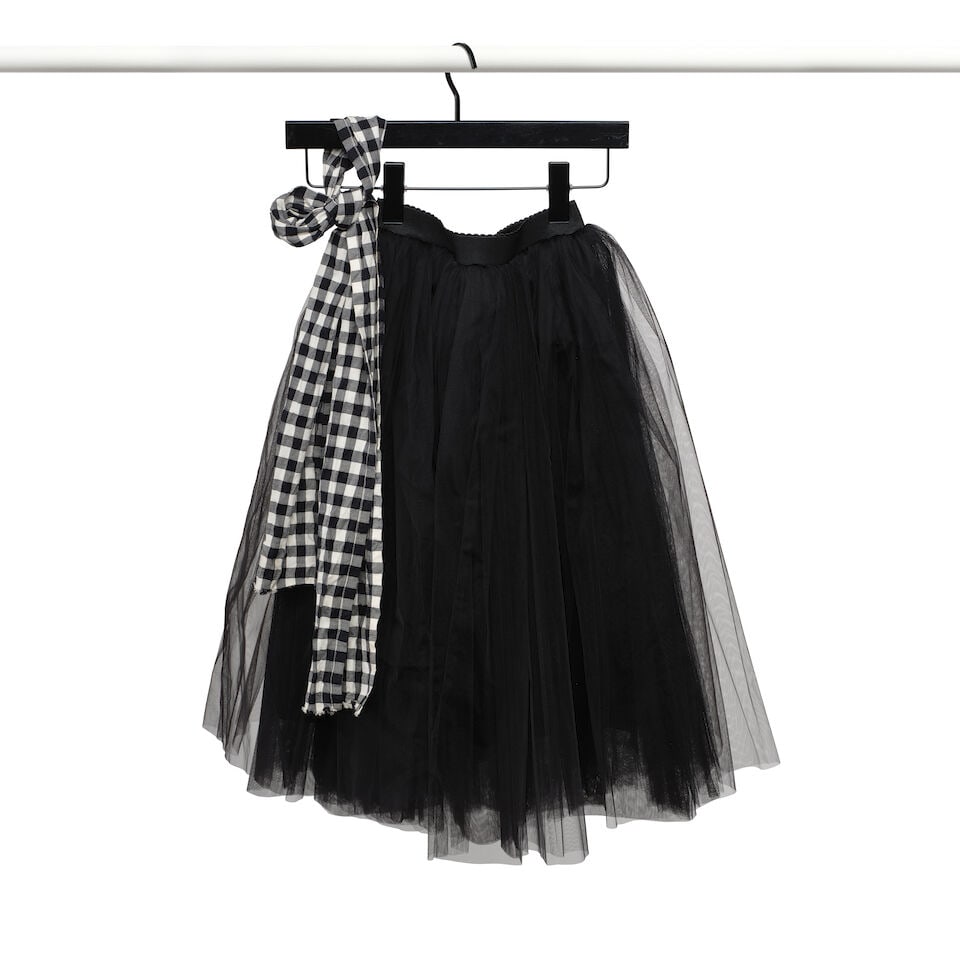 A LINEN GINGHAM SACK DRESS AND MATCHING SCARF - 2