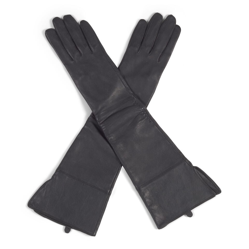 A PAIR OF H&M BLACK LEATHER GLOVES (1 of 2)