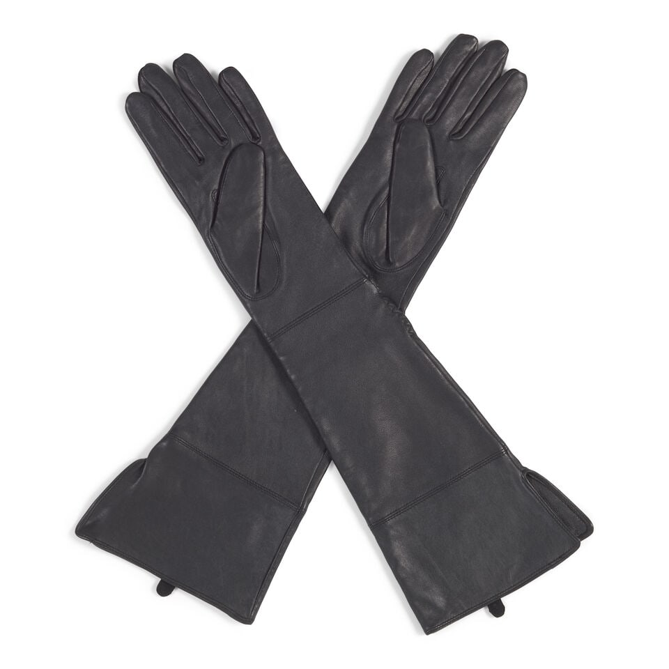 A PAIR OF H&M BLACK LEATHER GLOVES - 2