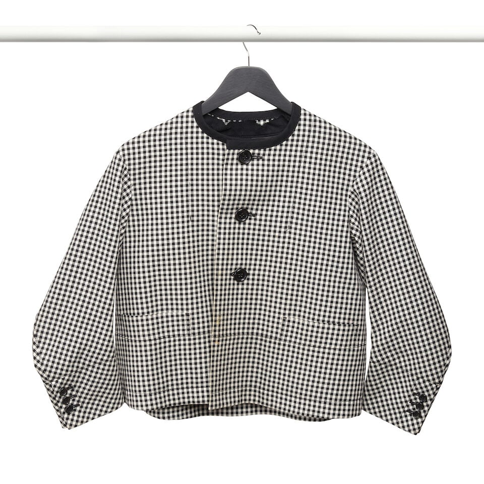 A TRICOT COMME DES GARÇONS GINGHAM JACKET AND AN UNMARKED BLACK SKIRT - 4