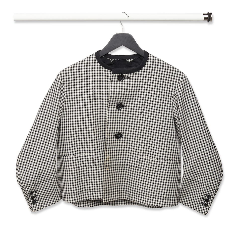 A TRICOT COMME DES GARÇONS GINGHAM JACKET AND AN UNMARKED BLACK SKIRT - 7