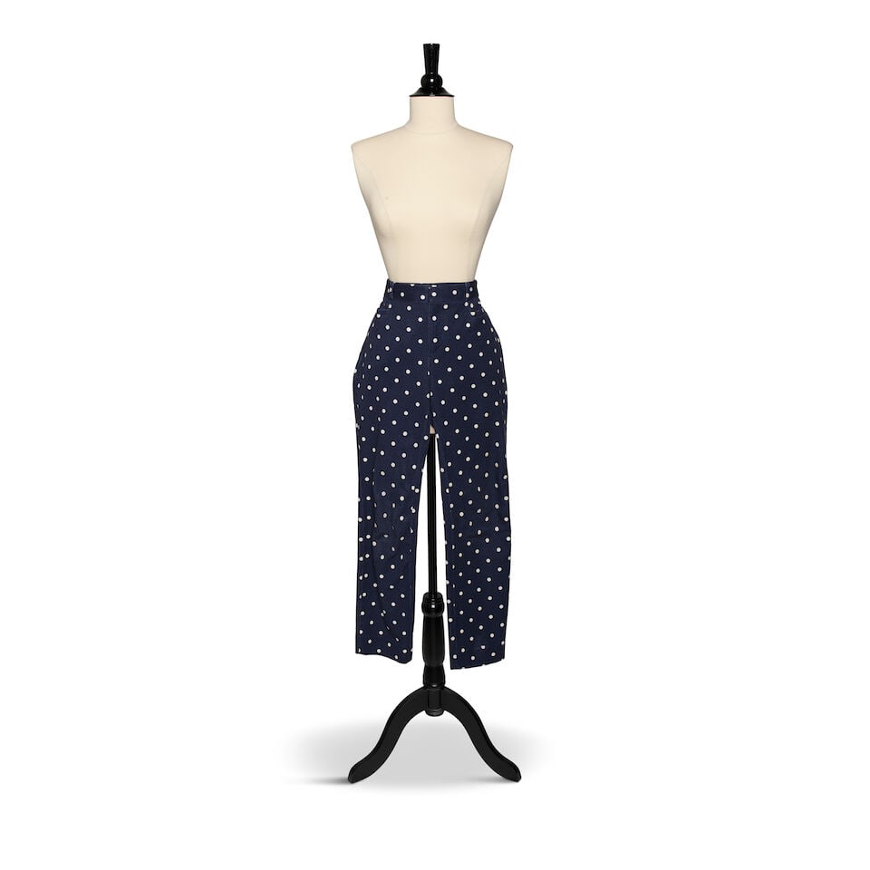 A GROUP OF BLUE AND WHITE POLKA DOT CLOTHING - 6