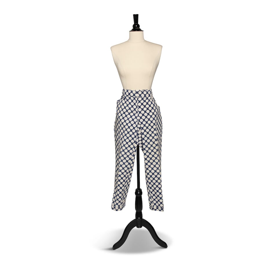 A GROUP OF BLUE AND WHITE POLKA DOT CLOTHING - 7