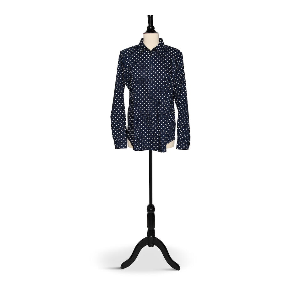 A GROUP OF BLUE AND WHITE POLKA DOT CLOTHING - 8