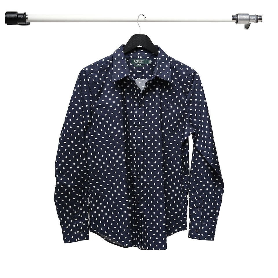 A GROUP OF BLUE AND WHITE POLKA DOT CLOTHING - 9