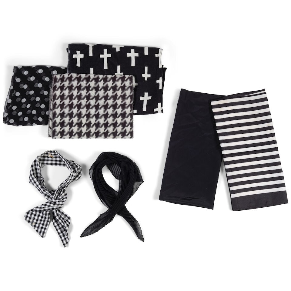 SEVEN BLACK AND WHITE SCARVES (1 of 1)