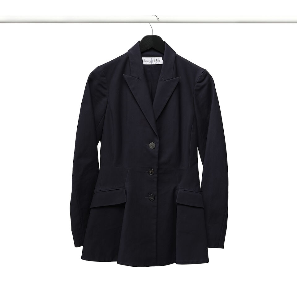 A RALPH LAUREN NAVY PINSTRIPE JACKET AND A CHRISTIAN DIOR BLACK JACKET - 2