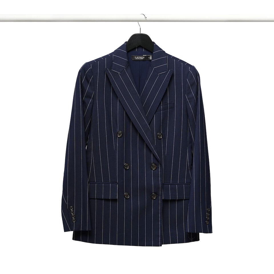 A RALPH LAUREN NAVY PINSTRIPE JACKET AND A CHRISTIAN DIOR BLACK JACKET - 4