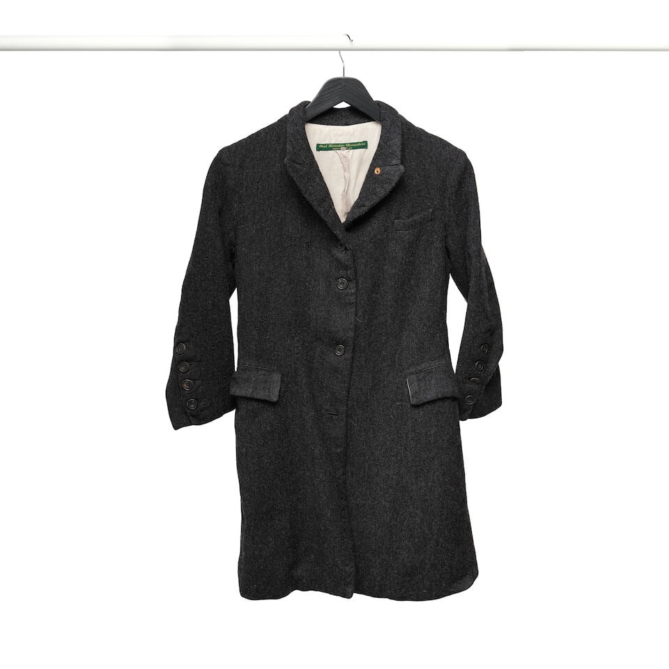 A PAUL HARNDEN SHOEMAKERS DARK GRAY WOOL BUTTON-DOWN MANDARIN COLLAR COAT JACKET - 2