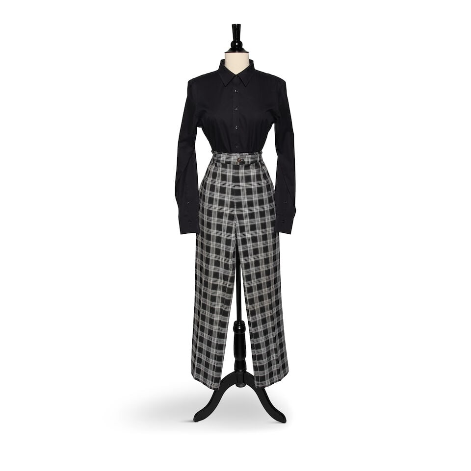 A BROOKS BROTHERS BLACK BUTTON-DOWN COLLARED SHIRT, PAIR OF BLACK AND WHITE PLAID PANTS, AND COM... - 3