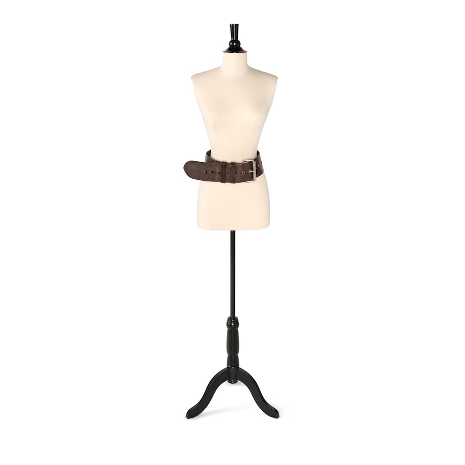 A DARK BROWN LEATHER WIDE BELT - 2