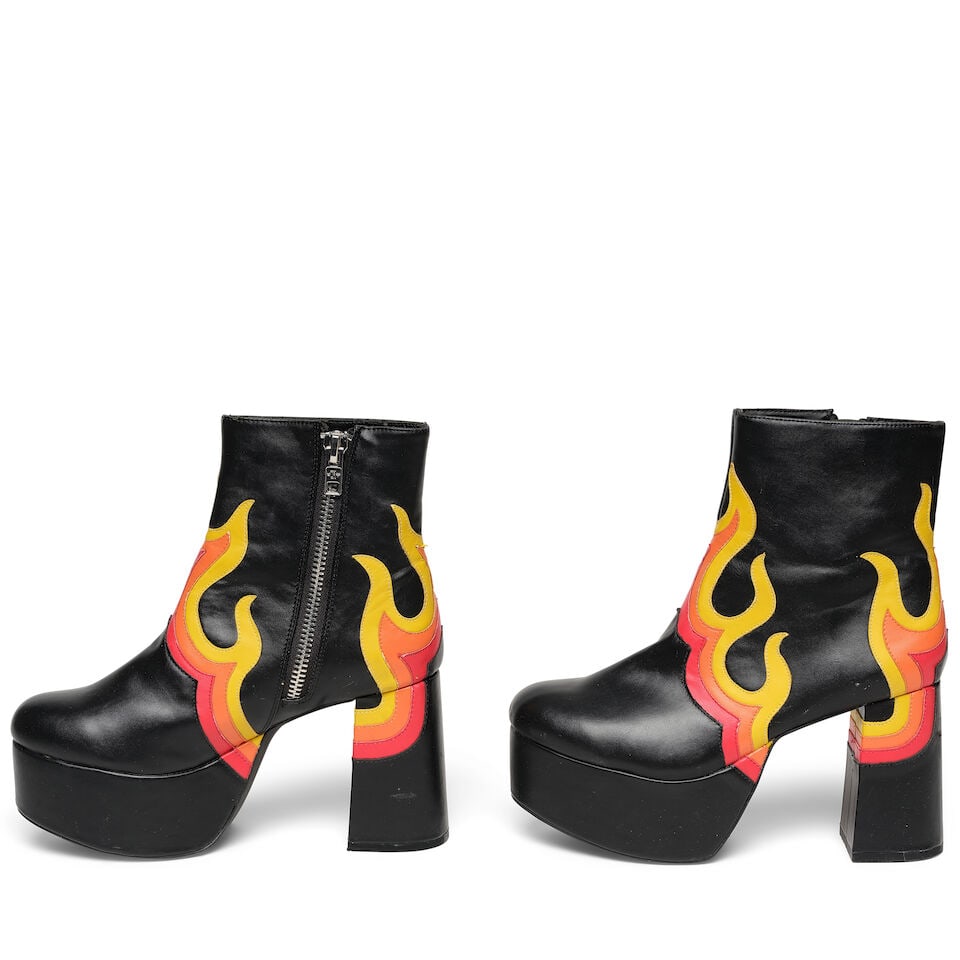 A PAIR OF CURRENT MOOD FAUX LEATHER 'BURNER' PLATFORM BOOTSRetailed by Dolls Kill - 2