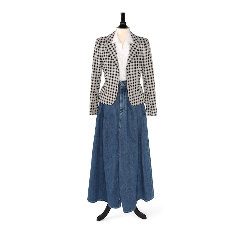 A PRADA HOUNDSTOOTH JACKET AND THE ROW LEATHER SKIRT - 2