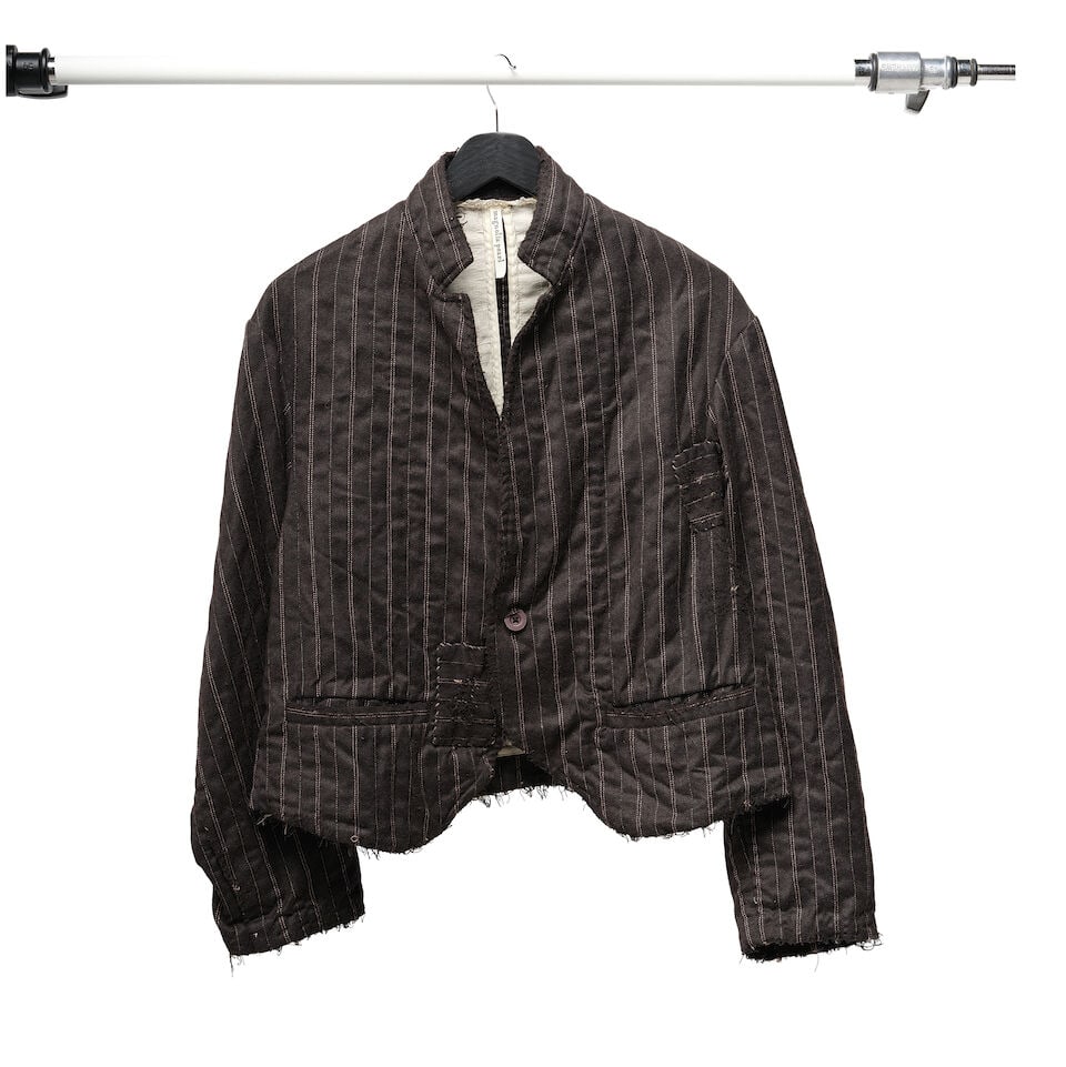 A MAGNOLIA PEARL WHITE STITCHED BLACK WOOL JACKET AND HAREM PANT TWO-PIECE SET AND COTTON COAT - 7