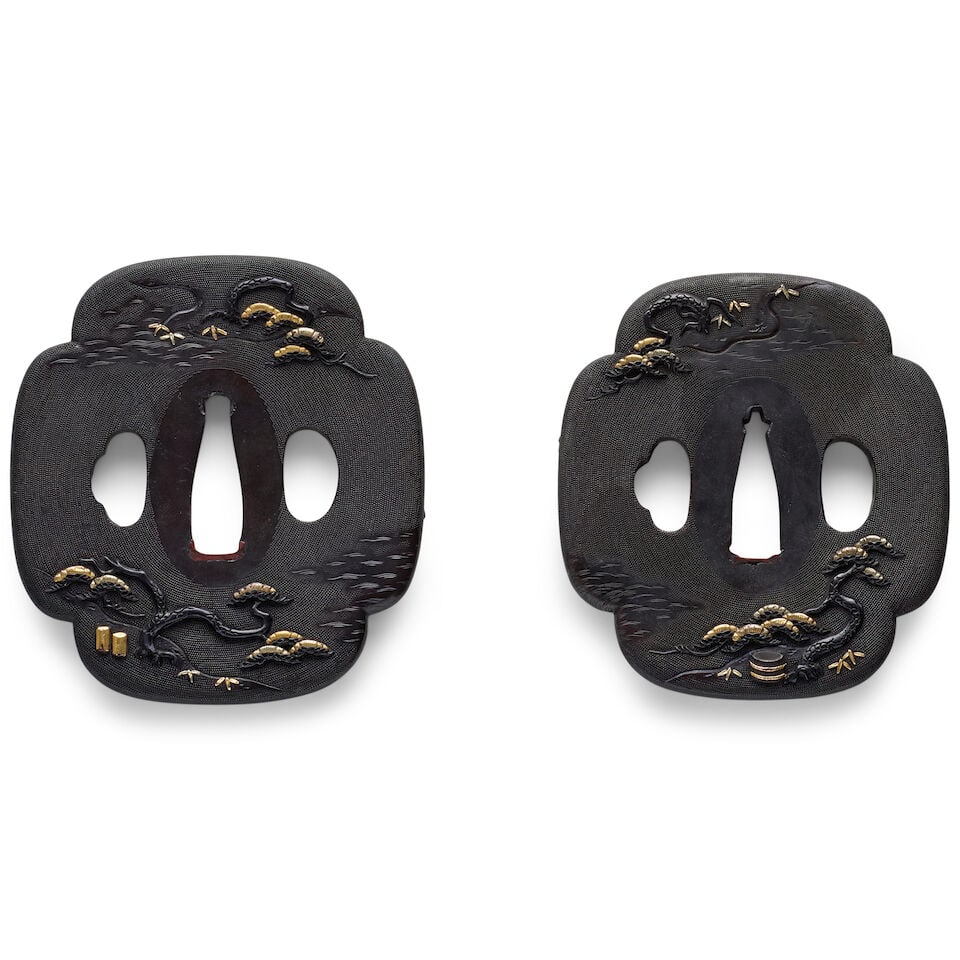 A SHAKUDŌ DAISHO (PAIR OF HANDGUARDS) Edo period (1615-1868), 18th/19th century (2) - 2