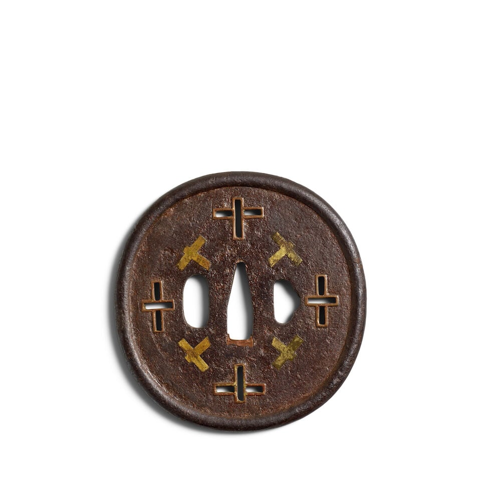 AN IRON NAMBAN SUKASHI TSUBA Momoyama (1573-1615) or Edo (1615-1868) period, late 16th/17th century - 2