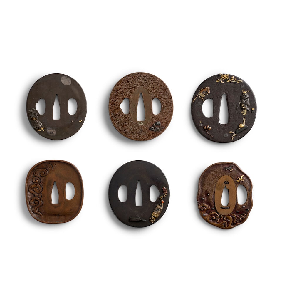 SIX MIXED-METAL TSUBA (HAND GUARDS) Edo period (1615-1868), 18th/19th century (7) - 2