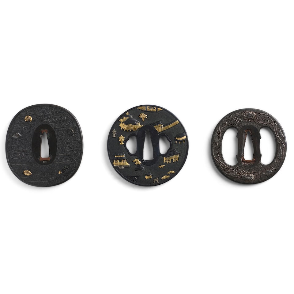 THREE KO-KINKŌ SHAKUDŌ TSUBA (HAND GUARDS) Edo period (1615-1868), 19th century (3) - 2