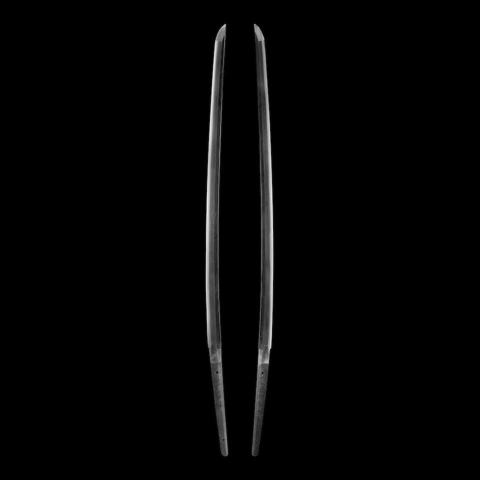 CHIKUZEN YUKIHIDE (ACTIVE CIRCA 1840-1850) A Chikuzen katana in Mounts Edo period (1615-1868), d...: CHIKUZEN YUKIHIDE (ACTIVE CIRCA 1840-1850) A Chikuzen katana in Mounts Edo period (1615-1868), dated 1849 Honzukuri, iorimune, extended kissaki, with a shallow toriizori curvature forged in itamehada 