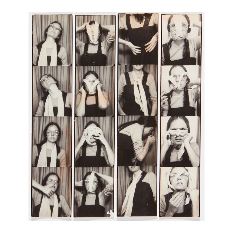 DIANE KEATON (AMERICAN, 1946-2025): FOUR BLACK AND WHITE PHOTOBOOTH STRIPS1970s: DIANE KEATON (AMERICAN, 1946-2025): FOUR BLACK AND WHITE PHOTOBOOTH STRIPS 1970s each strip 8 x 1 3/4in This lot is subject to the following lot symbols: ¤ ¤ Unless indicated by the ¤ s