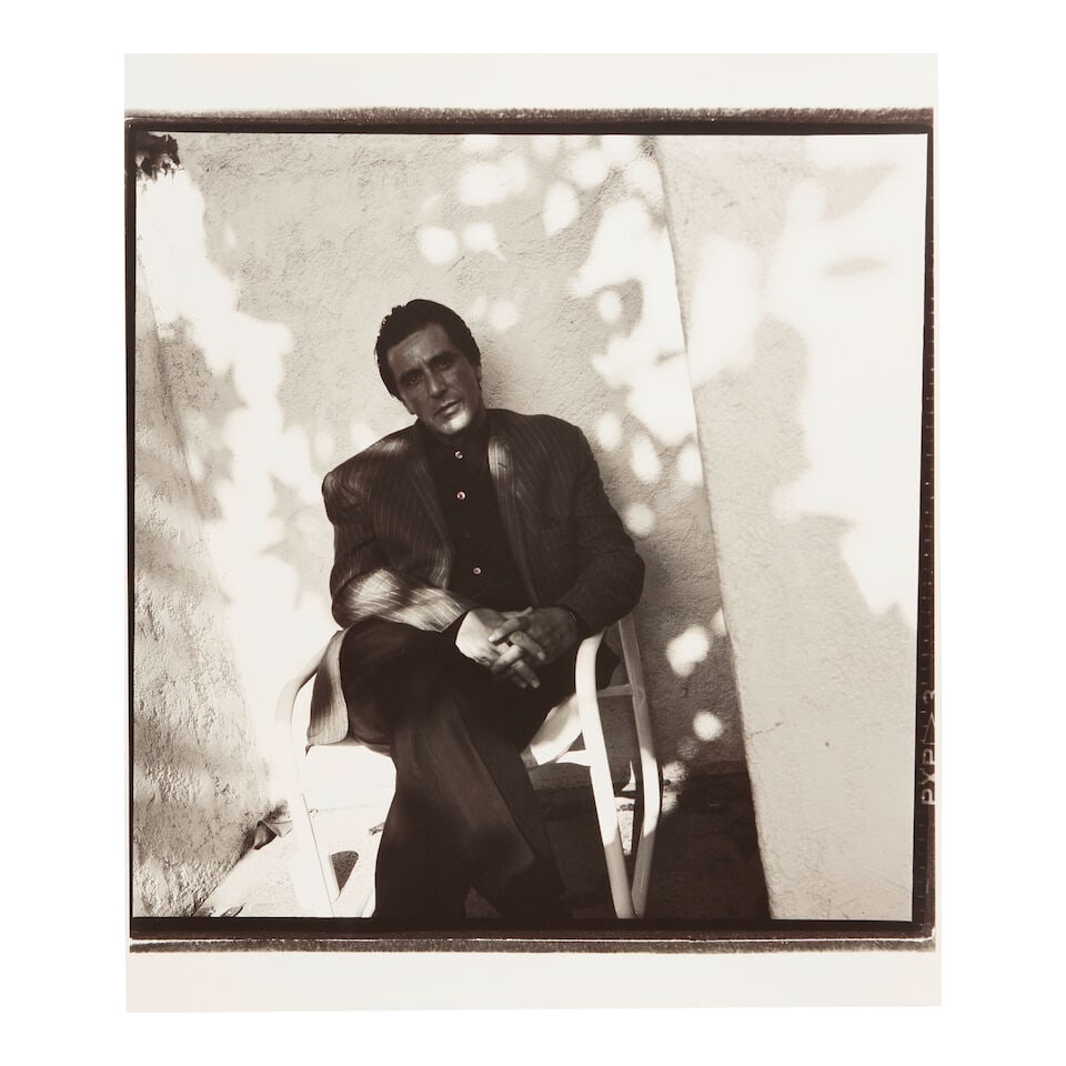DIANE KEATON (AMERICAN, 1946-2025): FIVE PHOTOGRAPHS OF AL PACINO: DIANE KEATON (AMERICAN, 1946-2025): FIVE PHOTOGRAPHS OF AL PACINO unsigned each sheet approximately 24 x 20in This lot is subject to the following lot symbols: ¤ ¤ Unless indicated by the &#