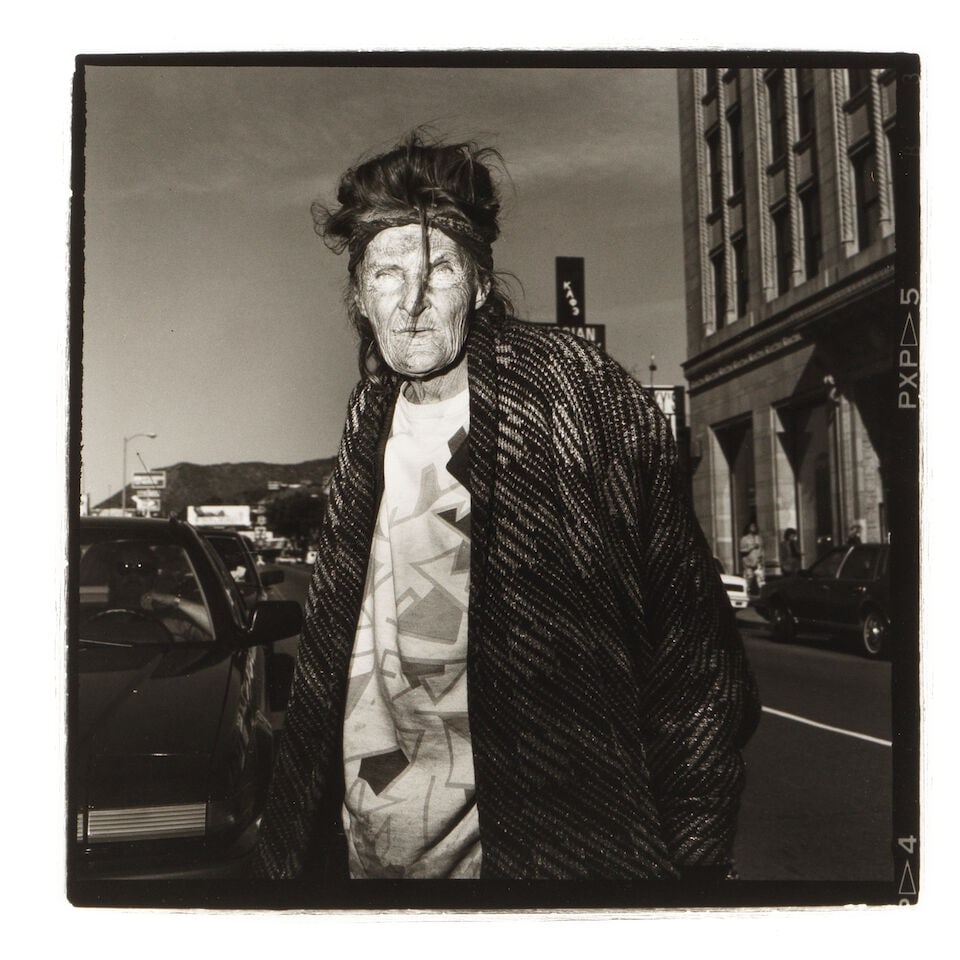 DIANE KEATON (AMERICAN, 1946-2025): SIX FRAMED BLACK AND WHITE PHOTOGRAPHS: PHOTOS OF PEOPLE ON ... - 11